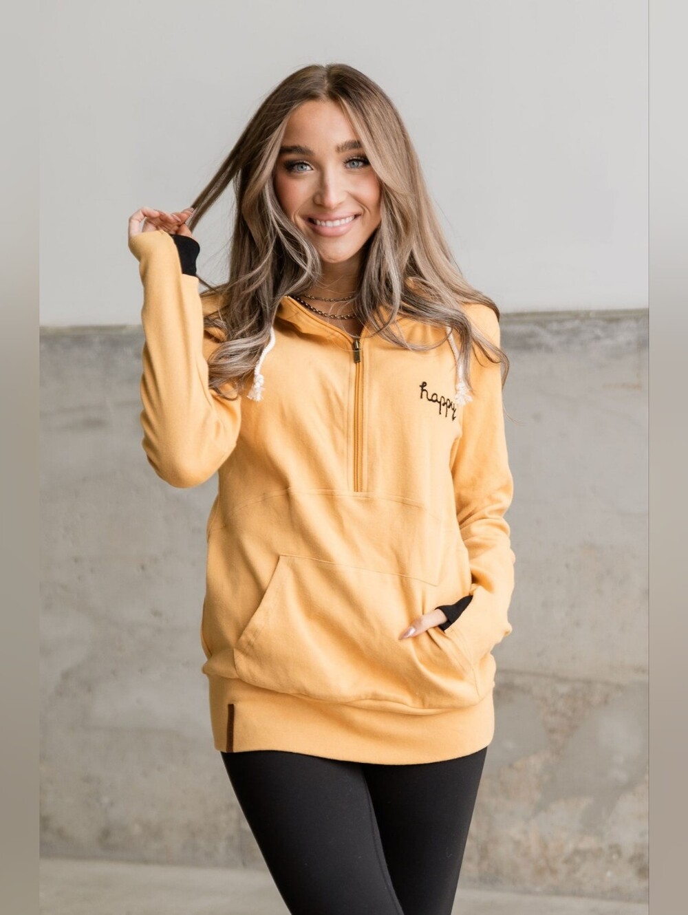Ampersand | Gold Sunshine Girl Half Zip Hoodie Size Small